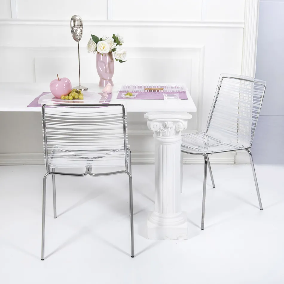 Sedia in Plexiglass Trasparente e Ferro Made in Italy 2 Pezzi - Charlotte Viadurini