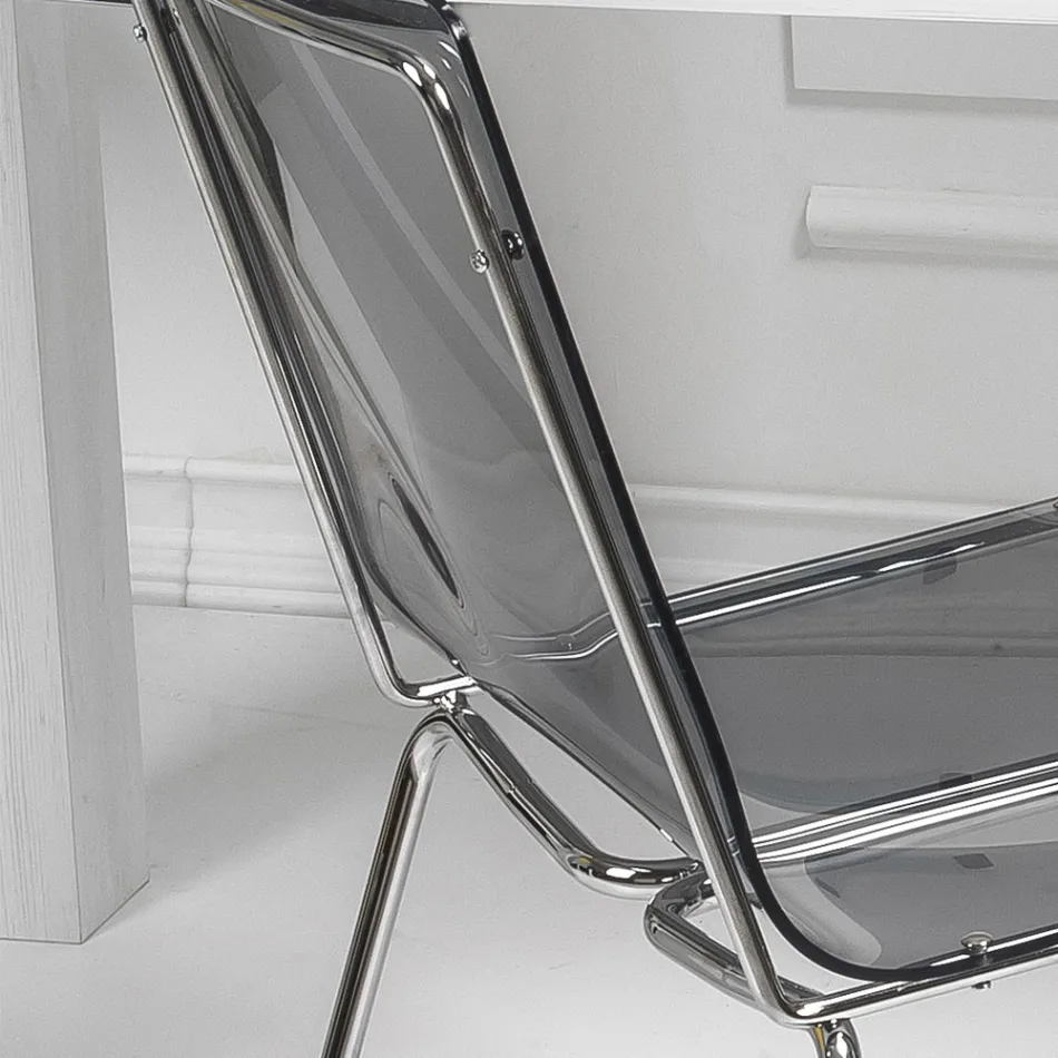 Sedia in Plexiglass Trasparente e Ferro Made in Italy 2 Pezzi - Charlotte Viadurini