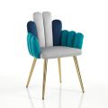 Sedia In Tessuto Effetto Velluto Grigio, Verde e Blu - Anguria
