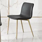 Sedia in Tessuto Fibrato Effetto Pelle e Gambe in Metallo Made in Italy - Amane Viadurini