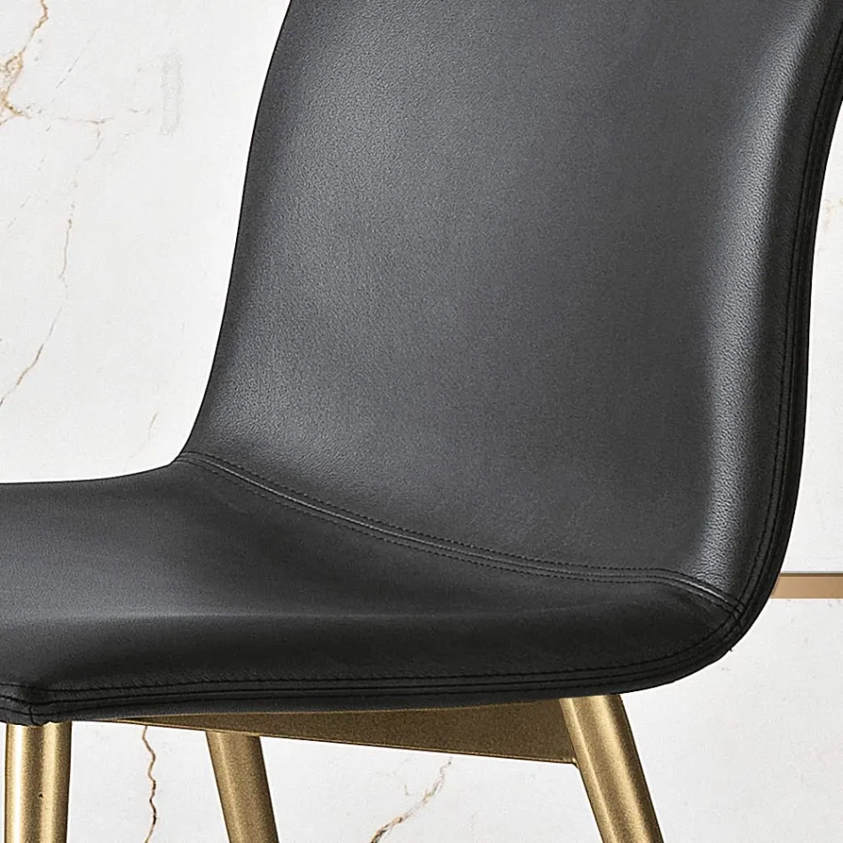 Sedia in Tessuto Fibrato Effetto Pelle e Gambe in Metallo Made in Italy - Amane Viadurini
