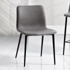 Sedia in Tessuto Fibrato Effetto Pelle e Gambe in Metallo Made in Italy - Amane Viadurini