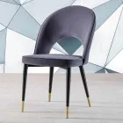 Sedia in Velluto con Gambe in Metallo Nero e Ottone Satinato, 4 Pezzi - Sibea Viadurini