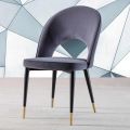 Sedia in Velluto con Gambe in Metallo Nero e Ottone Satinato, 4 Pezzi - Sibea