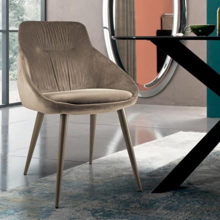 Sedia in Velluto e Acciaio Laccato RAL Made in Italy 4 Pezzi - Mariapina Viadurini