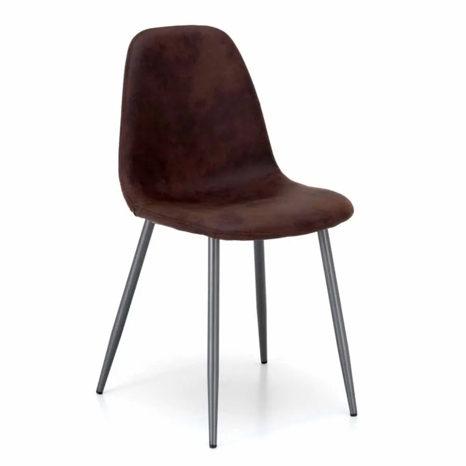 Sedia living di design moderno in similpelle, Elice, 4 pezzi Viadurini