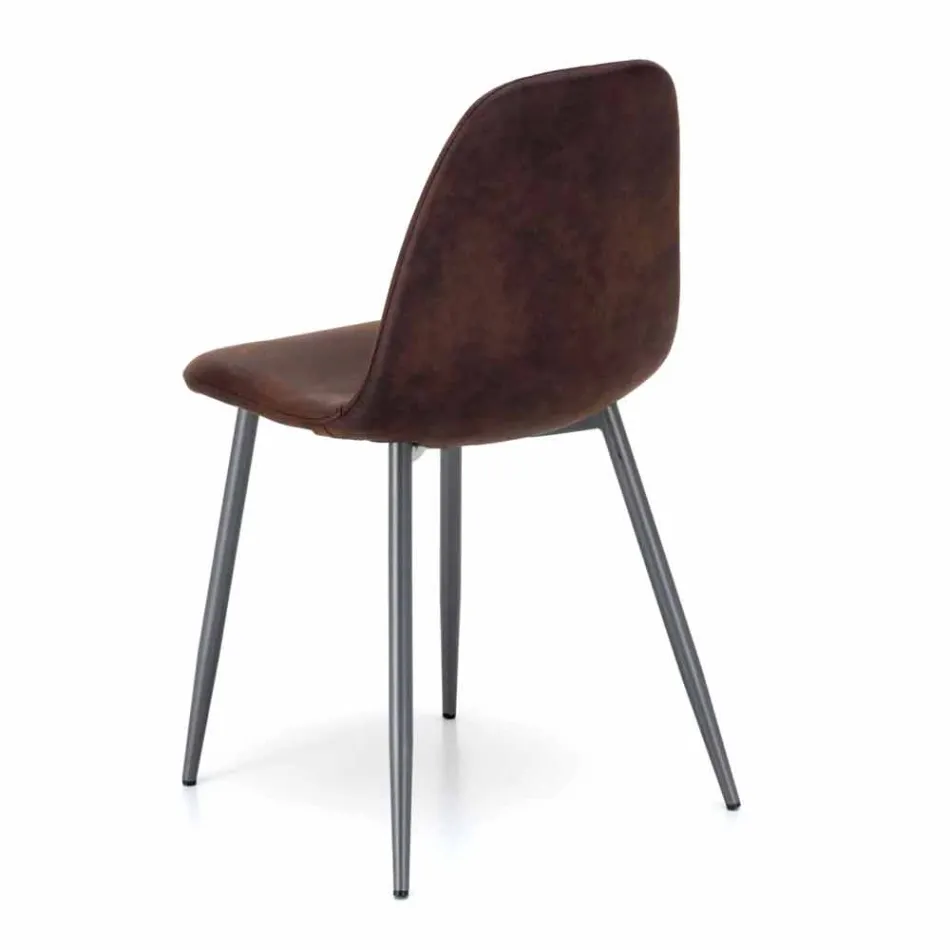 Sedia living di design moderno in similpelle, Elice, 4 pezzi Viadurini