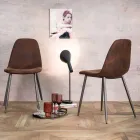 Sedia living di design moderno in similpelle, Elice, 4 pezzi Viadurini