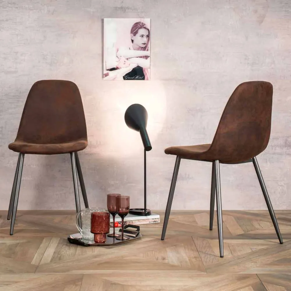 Sedia living di design moderno in similpelle, Elice, 4 pezzi Viadurini