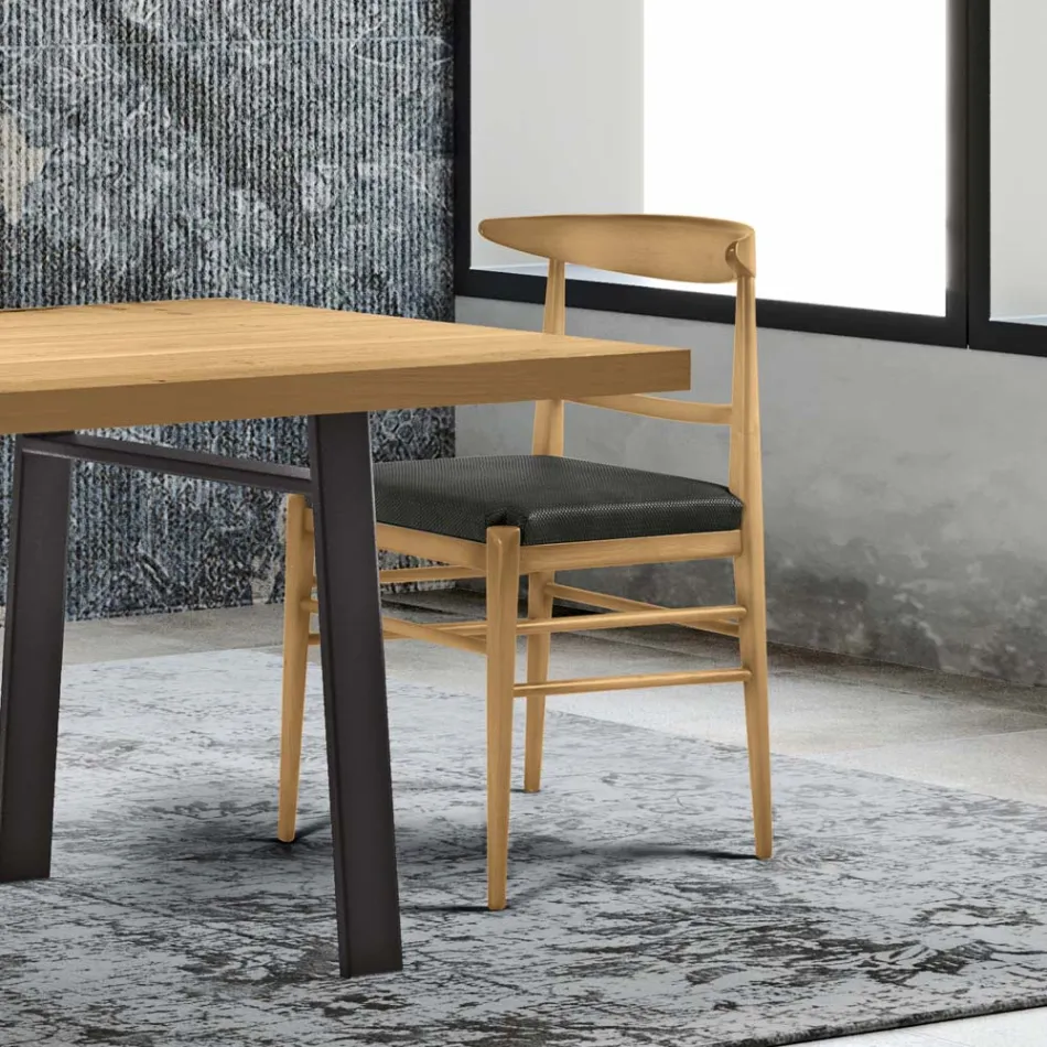 Sedia Moderna da Soggiorno in Tessuto e Legno Massello Made in Italy - Wilma Viadurini