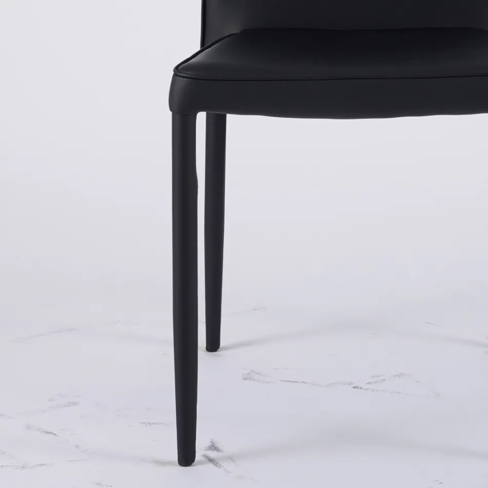 Sedia Moderna da Zona Living in Ecopelle e Metallo Made in Italy - Michaela Viadurini