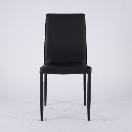Sedia Moderna da Zona Living in Ecopelle e Metallo Made in Italy - Michaela Viadurini