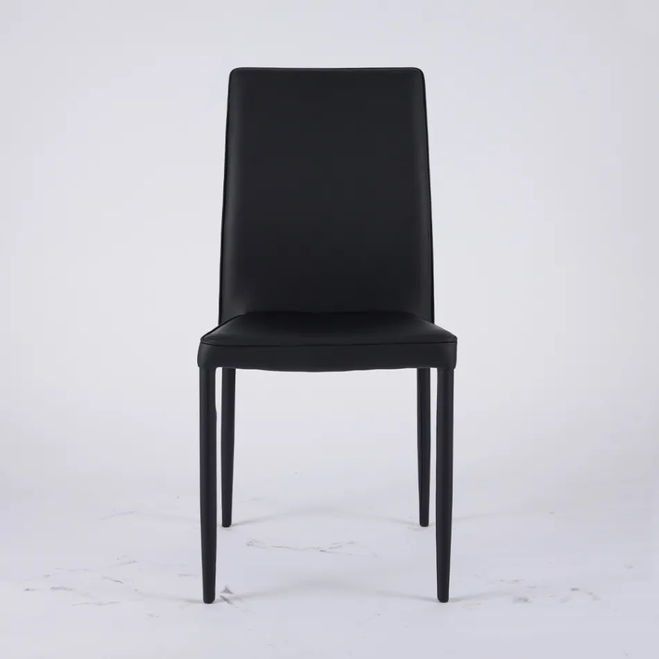 Sedia Moderna da Zona Living in Ecopelle e Metallo Made in Italy - Michaela Viadurini