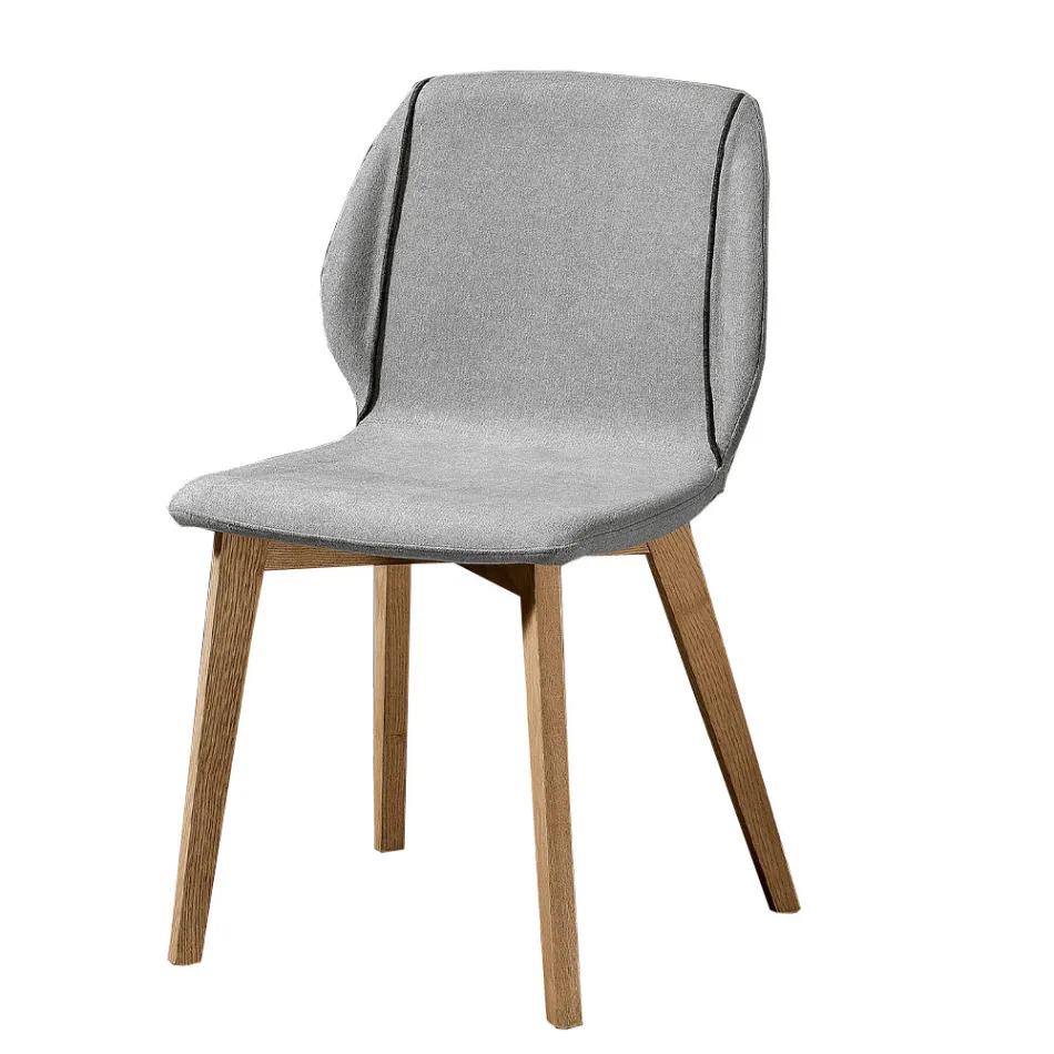 Sedia Moderna di Design Elegante in Tessuto con Bordino e Legno - Scarat Viadurini