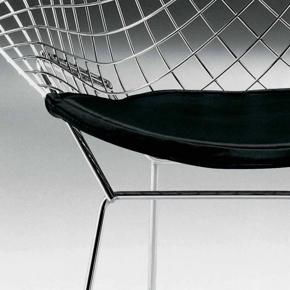 Sedia Moderna in Acciaio con Seduta in Pelle Made in Italy di Lusso - Beniamino Viadurini
