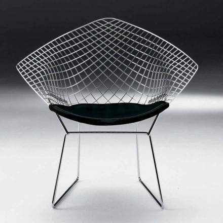 Sedia Moderna in Acciaio con Seduta in Pelle Made in Italy di Lusso - Beniamino Viadurini