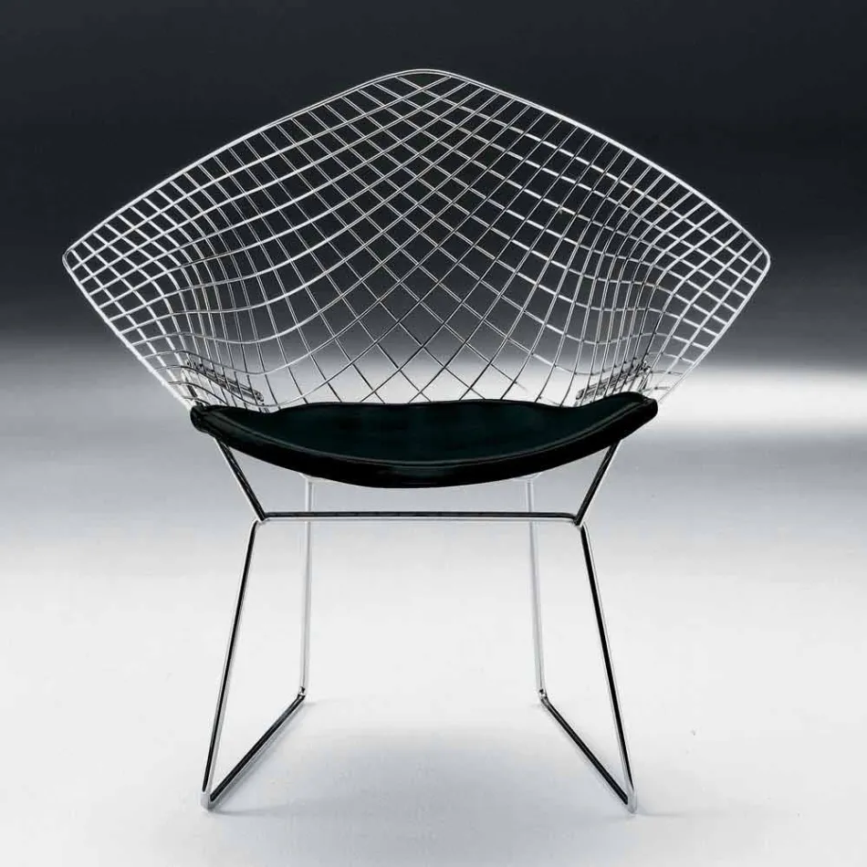 Sedia Moderna in Acciaio con Seduta in Pelle Made in Italy di Lusso - Beniamino Viadurini