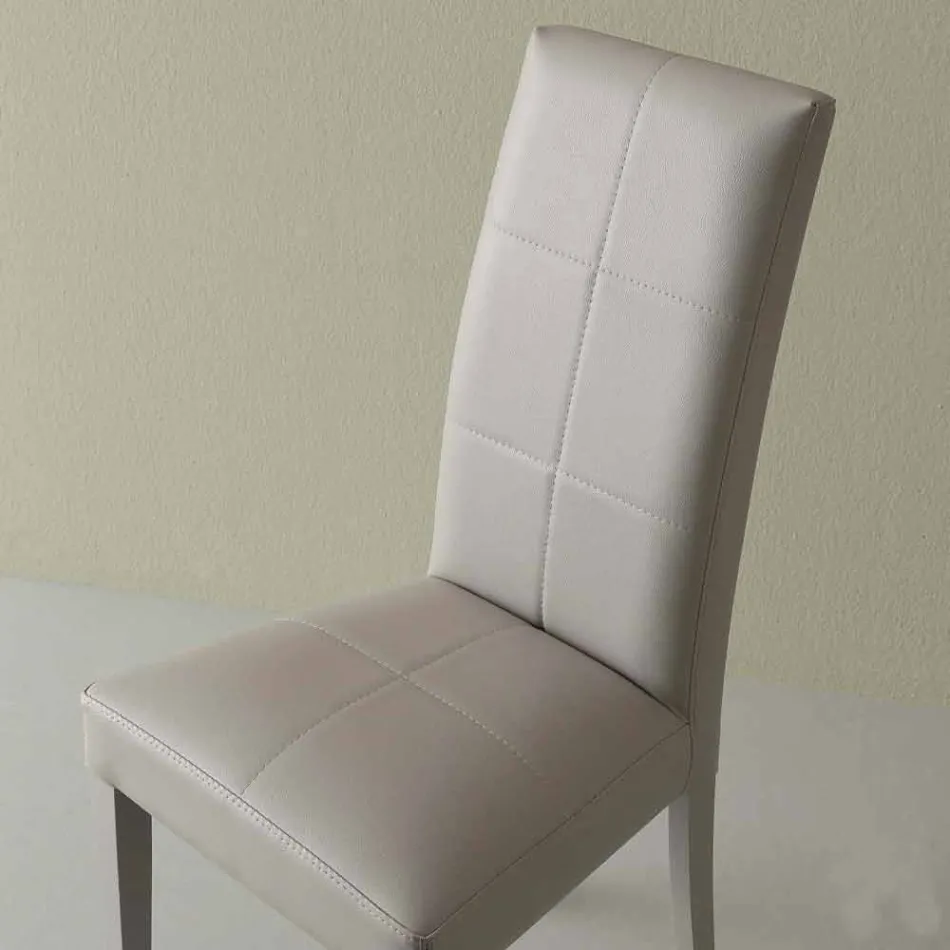Sedia moderna in ecopelle grigio ghiaccio Linear Viadurini
