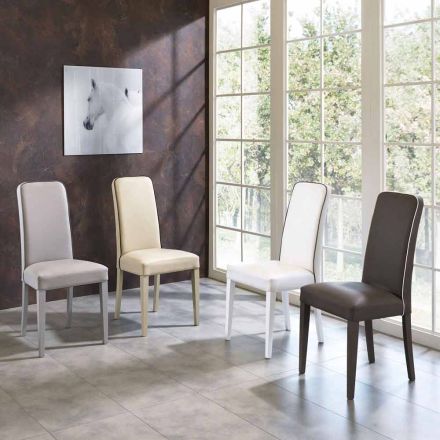 Sedia moderna in legno di faggio e similpelle Fanny, 4 pezzi Viadurini