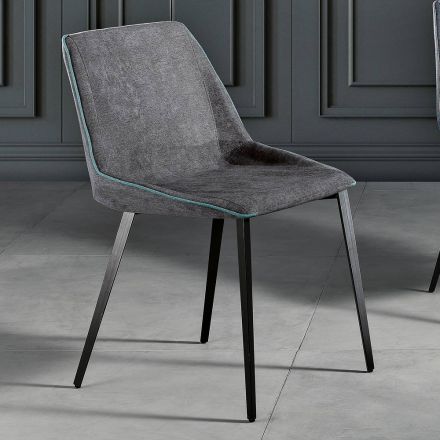 Sedia moderna in tessuto e gambe a triangolo fatta in Italia, Oriella Viadurini