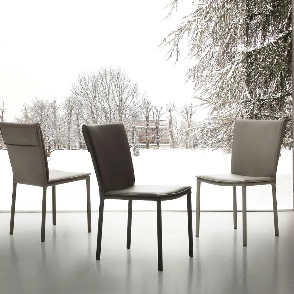 Sedia moderna interamente rivestita in ecopelle Lappola Viadurini