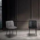 Sedia Monoscocca in Tessuto Colorato e Metallo Nero Design - Florinda Viadurini