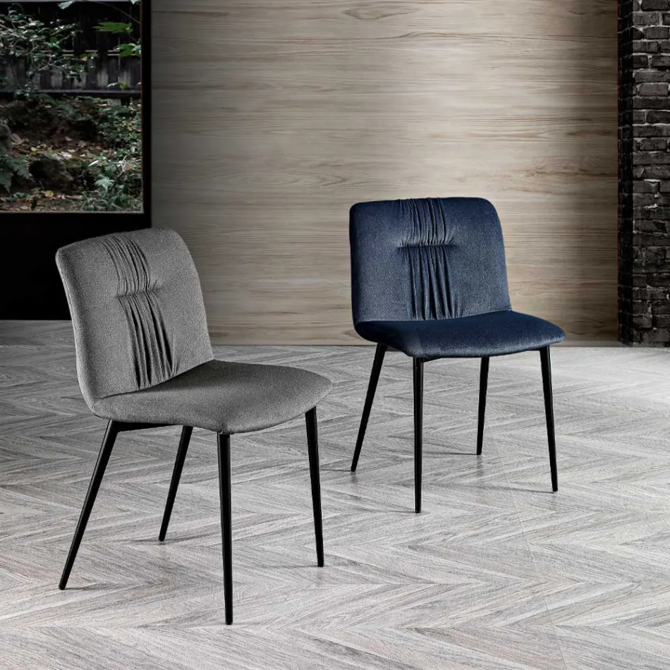 Sedia Monoscocca in Tessuto Colorato e Metallo Nero Design - Florinda Viadurini