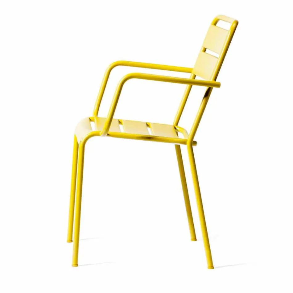 Sedia per Esterno Impilabile Verniciata a Polvere Made in Italy, 4 Pezzi - Amina Viadurini
