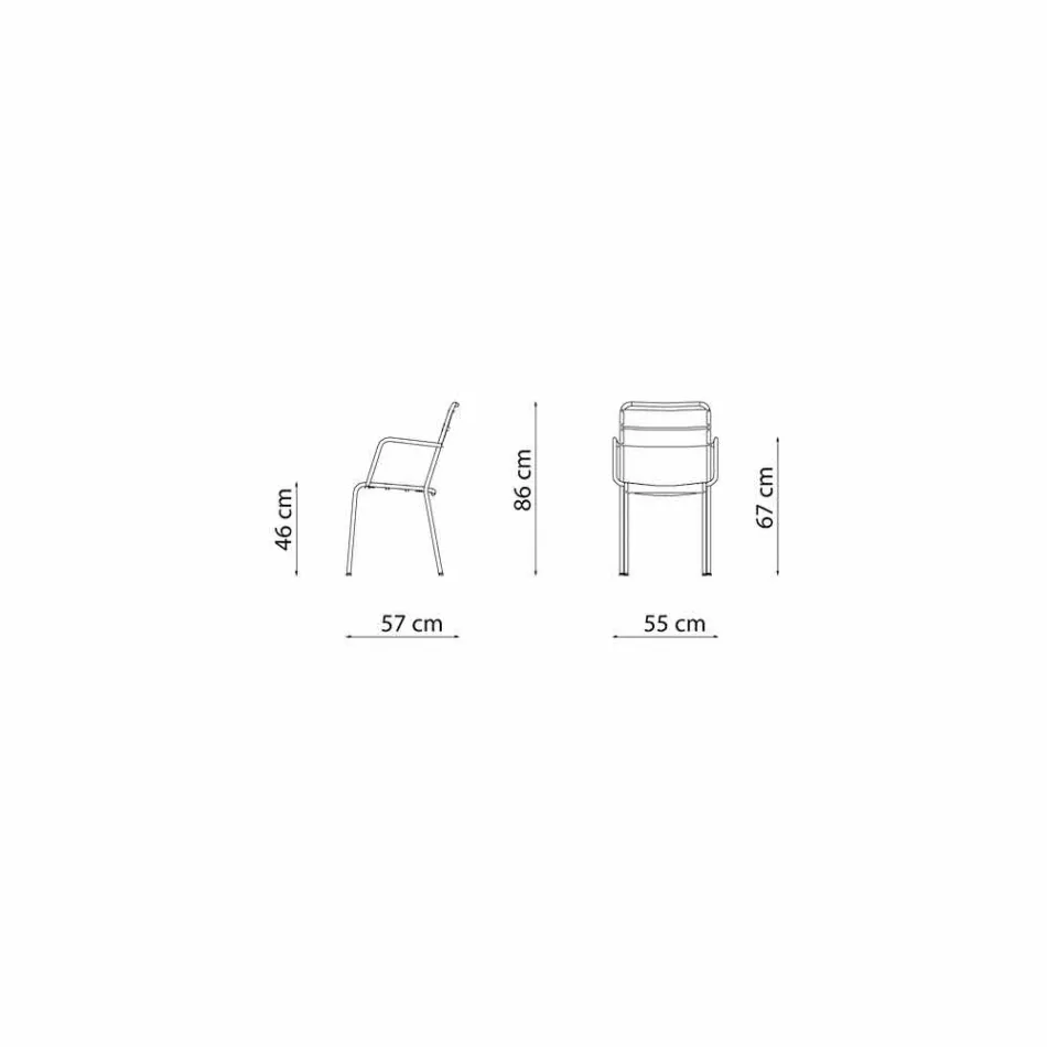 Sedia per Esterno Impilabile Verniciata a Polvere Made in Italy, 4 Pezzi - Amina Viadurini