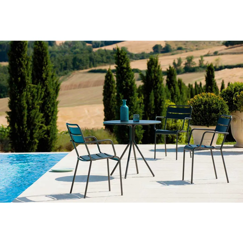 Sedia per Esterno Impilabile Verniciata a Polvere Made in Italy, 4 Pezzi - Amina Viadurini