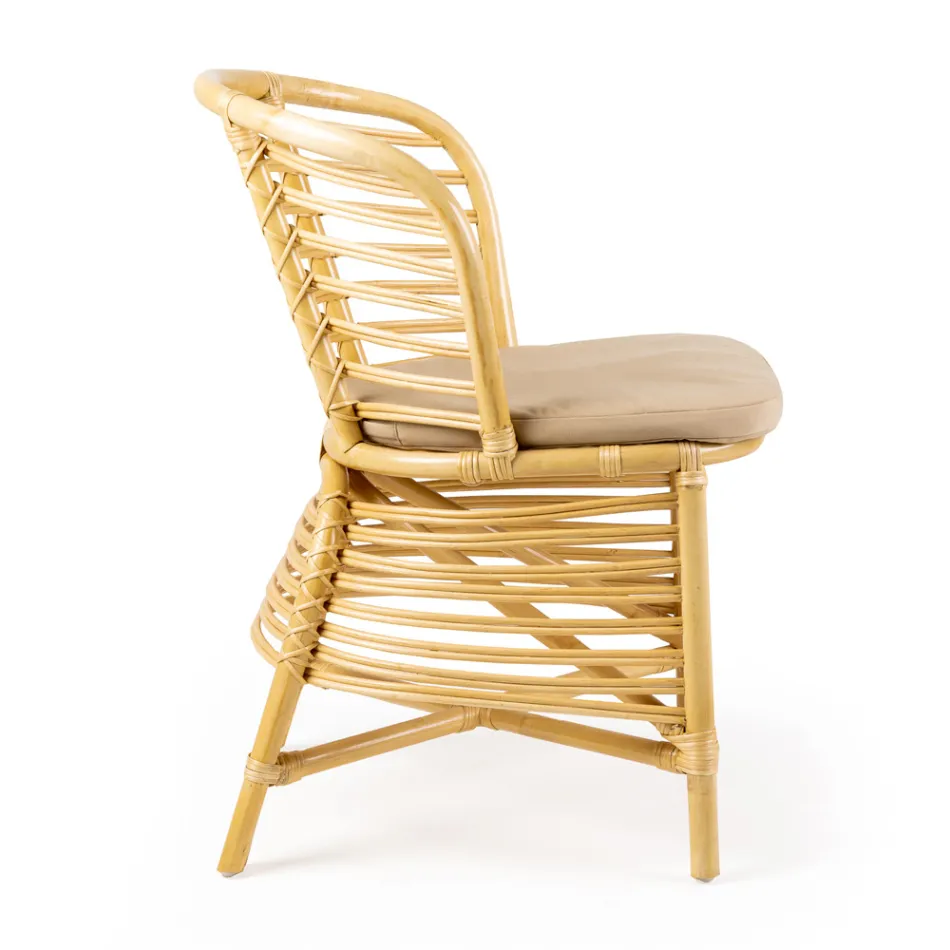 Sedia per il Giardino in Rattan Naturale con Cuscino Incluso – Torvi Viadurini