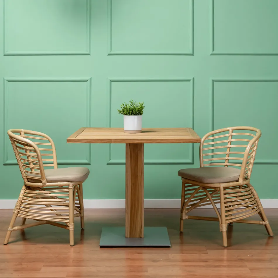 Sedia per il Giardino in Rattan Naturale con Cuscino Incluso – Torvi Viadurini