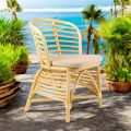 Sedia per il Giardino in Rattan Naturale con Cuscino Incluso – Torvi
