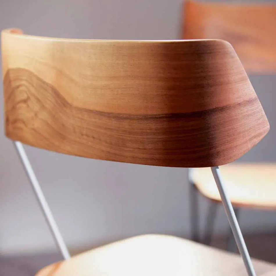Sedia per Sala da Pranzo Artigianale in Legno e Acciaio Made in Italy - Valencia Viadurini