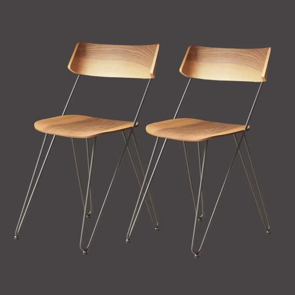 Sedia per Sala da Pranzo Artigianale in Legno e Acciaio Made in Italy - Valencia Viadurini