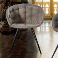 Sedia per Sala da Pranzo in Ecopelle con Gambe in Metallo Verniciato Nero - Ezio