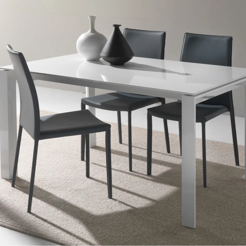 Sedia per Sala da Pranzo in Metallo Rivestita in Similcuoio, 4 Pezzi - Nadia Viadurini