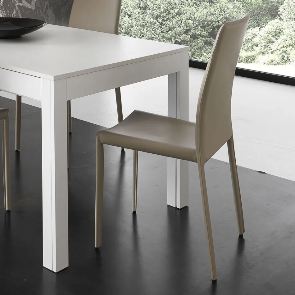 Sedia per Sala da Pranzo in Metallo Rivestita in Similcuoio, 4 Pezzi - Nadia Viadurini
