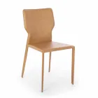 Sedia per Sala da Pranzo in Metallo Rivestita in Similcuoio, 4 Pezzi - Titty Viadurini