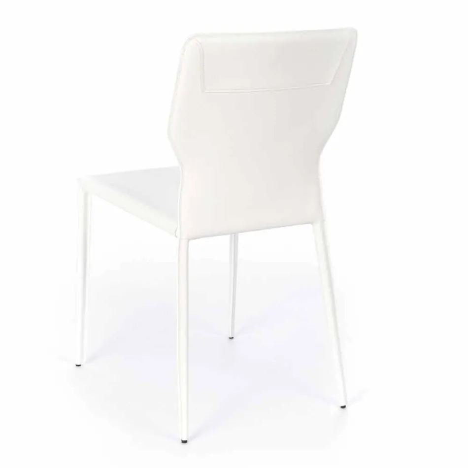Sedia per Sala da Pranzo in Metallo Rivestita in Similcuoio, 4 Pezzi - Titty Viadurini