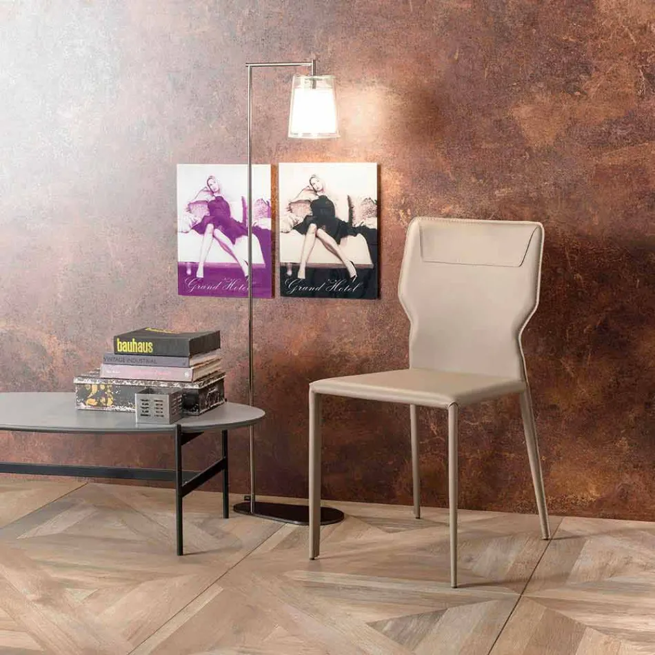 Sedia per Sala da Pranzo in Metallo Rivestita in Similcuoio, 4 Pezzi - Titty Viadurini