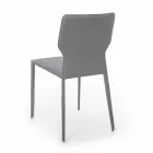 Sedia per Sala da Pranzo in Metallo Rivestita in Similcuoio, 4 Pezzi - Titty Viadurini