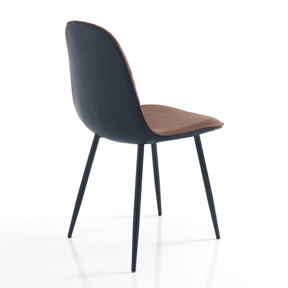 Sedia per Sala da Pranzo in Microfibra e Metallo Nero Opaco 4 Pezzi - Jake Viadurini