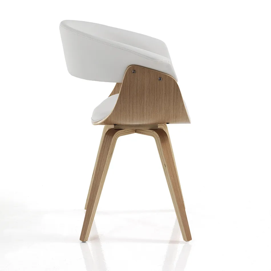 Sedia per Sala da Pranzo in Pelle Sintetica e Legno Multistrato - Nubea Viadurini