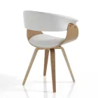Sedia per Sala da Pranzo in Pelle Sintetica e Legno Multistrato - Nubea Viadurini