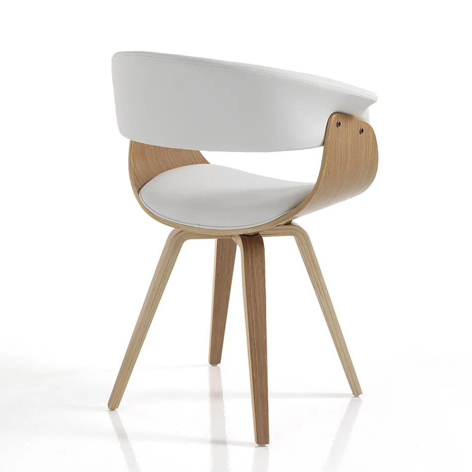 Sedia per Sala da Pranzo in Pelle Sintetica e Legno Multistrato - Nubea Viadurini