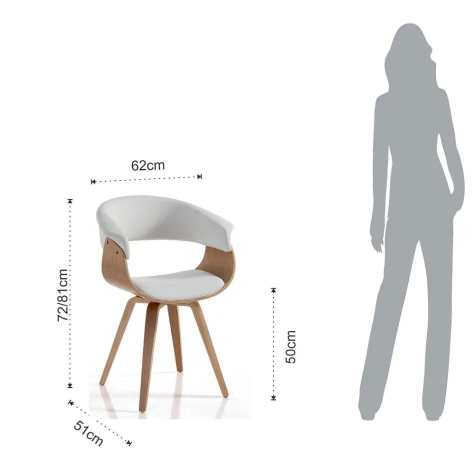 Sedia per Sala da Pranzo in Pelle Sintetica e Legno Multistrato - Nubea Viadurini