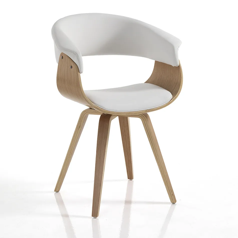Sedia per Sala da Pranzo in Pelle Sintetica e Legno Multistrato - Nubea Viadurini