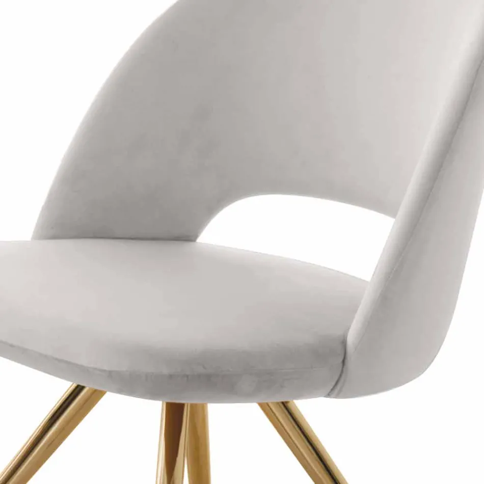 Sedia per Sala da Pranzo in Tessuto con Gambe Oro Made in Italy - Marchesi Viadurini