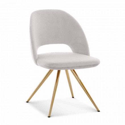 Sedia per Sala da Pranzo in Tessuto con Gambe Oro Made in Italy - Marchesi Viadurini